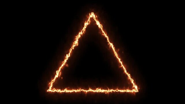 Abstract fiery triangle shape with dynamic lines of energy on black background motion video