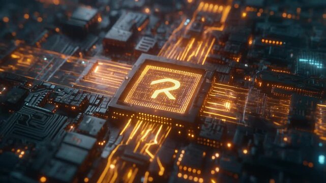 Futuristic Circuit Board with Central Processor.