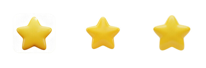 3D Star Emoji Set - Realistic Glossy Yellow and Gold Clipart PNG © Rasheed