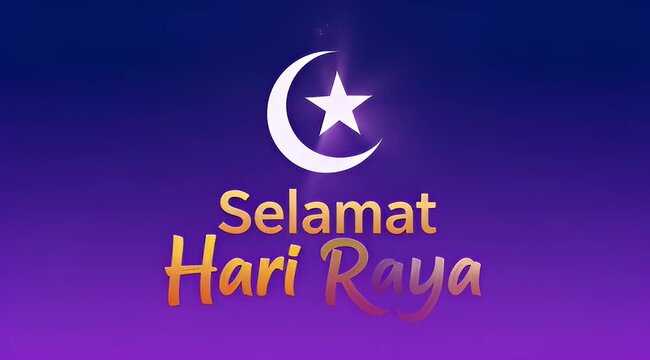 Elegant Selamat Hari Raya Illustration with Crescent Moon and Shining Star