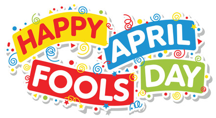 Fototapeta premium Happy April Fools Day colorful banner vector
