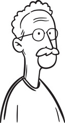 Obraz premium Hand Drawn Old Man Black and White Avatar Illustration in Minimal Line Art Style Design