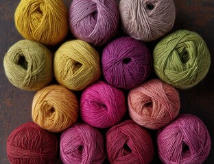 Colorful Yarn Balls - A Textured, Vibrant Crafting Palette.