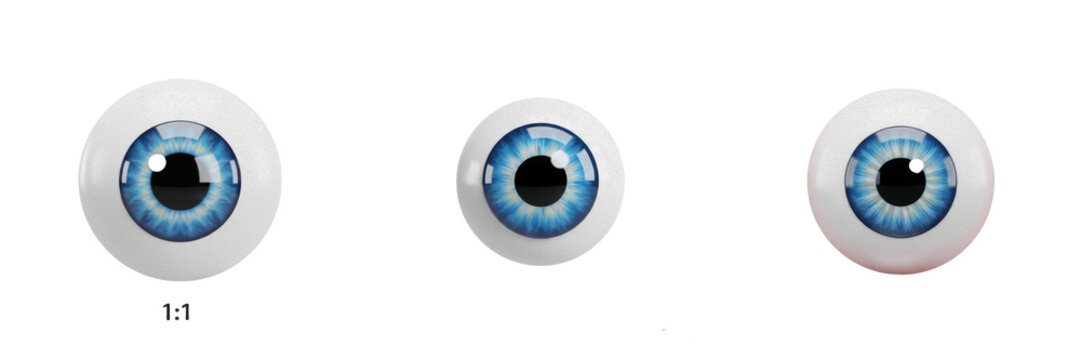 3D Blue Human Eyeball Set - Realistic Iris Anatomy and Ophthalmology Clipart PNG