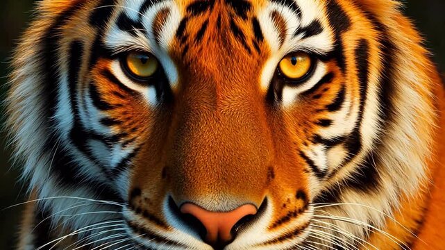 Closeup of a tigers face