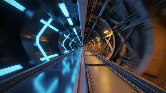Moving Inside Tunnel. Loop, 2 in 1, created, 3d animation.