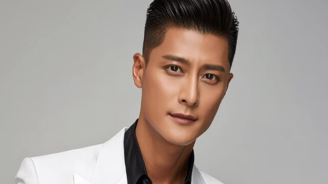 Dapper Portrait: A handsome man in a suit exudes confidence in this headshot, ready to take on the world.