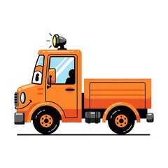 Fototapeta premium Orange truck with spotlight on white background for various purposes