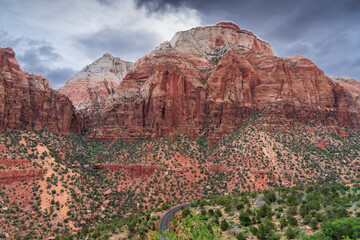 Canyon in Utah with sandstone and clouds, Zion