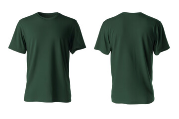 Forest green Tshirt ghostmannequin mockup with front view and back view isolated on white background