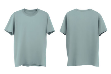 Sage green Tshirt flat lay mockup with front view and back view isolated on white background