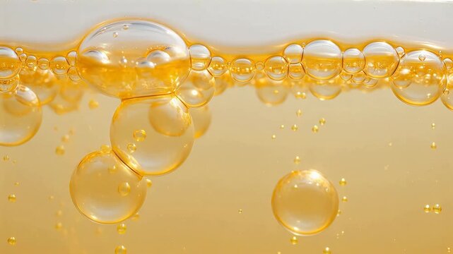 Golden liquid with bubbles