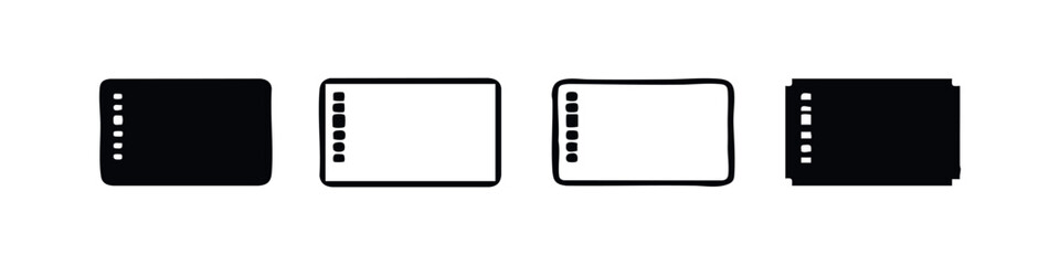 Square Notepad and Notebook Icons. Collection of Outline, Solid, and Pixelated Styles for Office and Study.