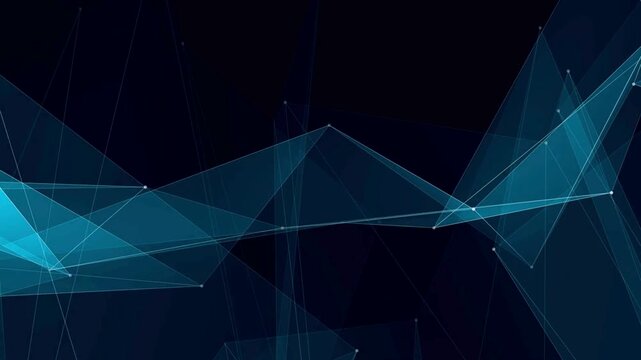 Abstract deep blue plexus network with glowing points and thin connecting lines.