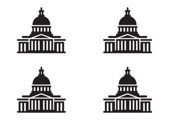 Traditional courthouse and state capitol building icon with dome and columns for legal design work © MSTALIMA