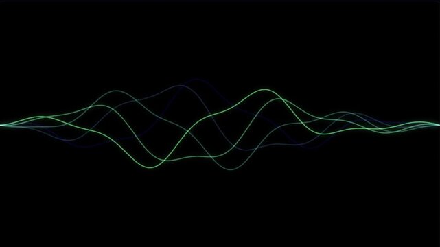 Green Wavy Lines on Black Background Animation.