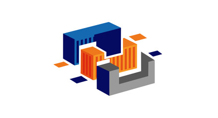 Fototapeta premium 3D Geometric Shapes and Blocks Arrangement.