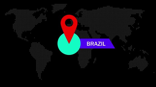 Brazil Location Map Marker on Map Background with Dotted Pattern