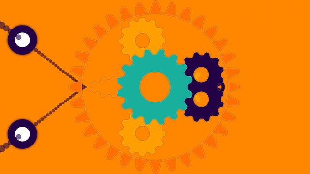 Gears Mechanism Interconnected System Animation.