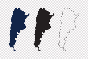 Fototapeta premium argentina map vector illustration dark blue black and outline isolated on transparent background easy to edit