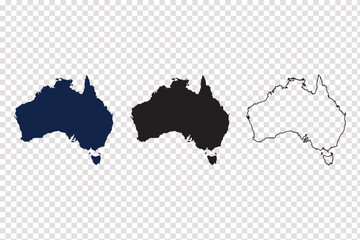 australia map vector illustration dark blue black and outline isolated on transparent background easy to edit © Lutfor