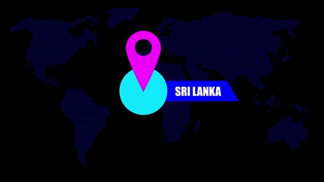 Sri Lanka Map Marker Location on Map Background with Blue Dots