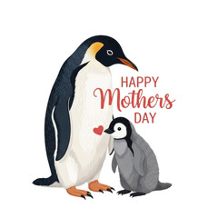 Obraz premium A mother penguin and her chick on mothers day isolated on transparent background