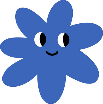 flower doodle random shape deep blue simple smile emoticon hand drawn illustration