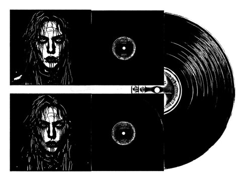 Gothic Metal Album Cover with Vinyl Record Cutout