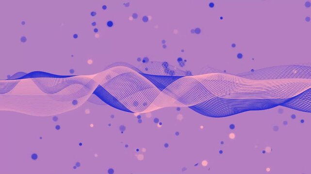 Purple Background with Wavy Lines and Particles.