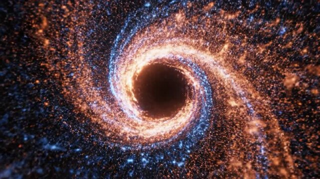 Cosmic Black Hole with Swirling Galaxy and Vibrant Colors.