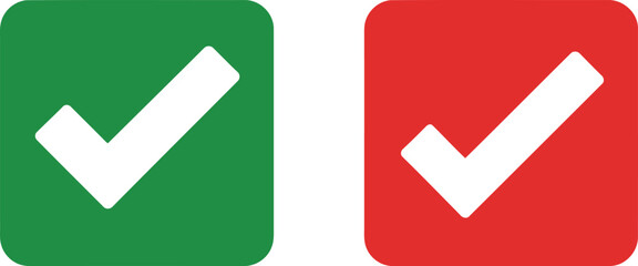 Two checkmarks in contrasting colors on a white background. Vector