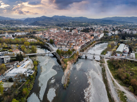 Aerial View of Ovada at Sunset