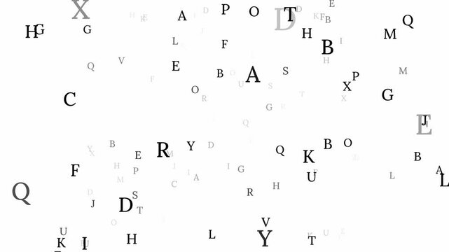 Serif Letters Typography approaching 3D loop Animation on White Background