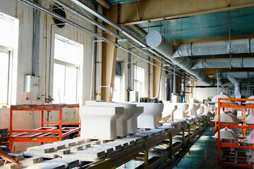 Ceramic bathroom production workshop assembly line