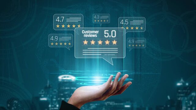 Customer centric review and rating system support product review, digital rating concept, and customer give good trust by visualizing people choice through stars and feedback content technology Marrow
