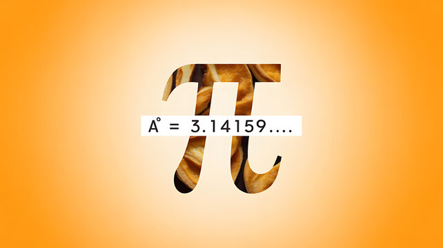 Mathematical constant pi symbol with numerical value displayed on a gradient orange background