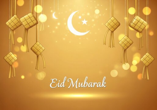 Festive Ketupat Background with Soft Bokeh for Eid Celebration
