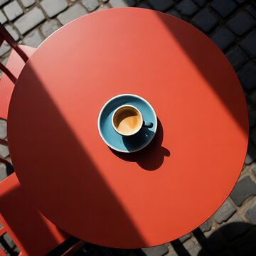 Coffee mog on a red table
