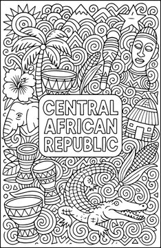 Central African Republic hand drawn vector illustration doodle art line art coloring page for kids