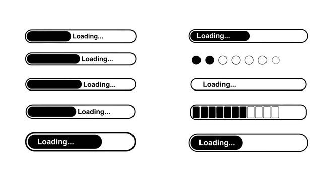 dynamic loading bars and progress indicators for user interface design illustrating digital waiting status and ux elements