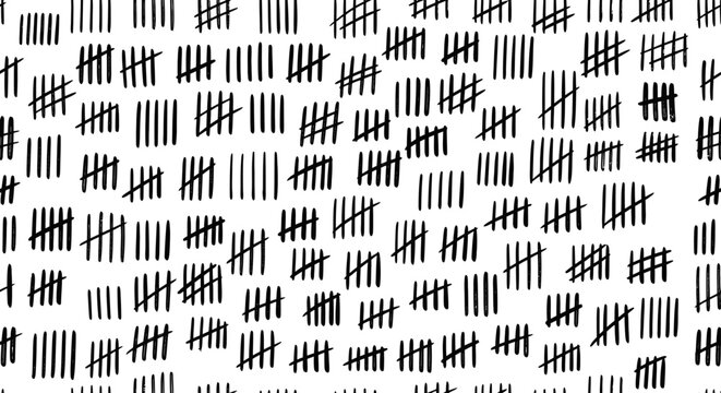 rustic hand drawn tally marks seamless pattern on a white background perfect for symbolizing counting voting or tracking progress.