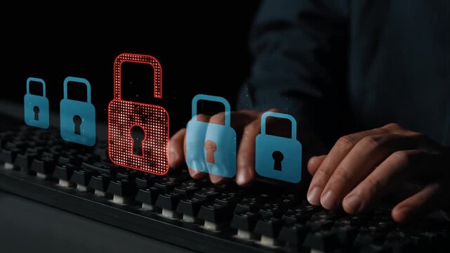 Digital security concept illustrating a cybersecurity breach, with a red unlocked padlock indicating data exposure among secure systems, emphasizing system vulnerability and risk Marrow