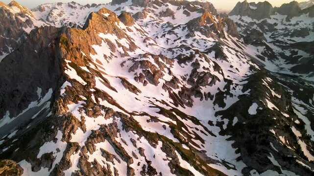 Aerial view of the valley of Great Lake of Buni Jezerce Albania
