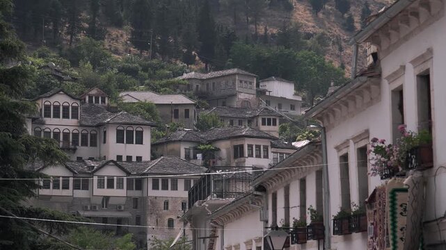 Grey buildings and roofs of historical Gjirokaster city, Albania