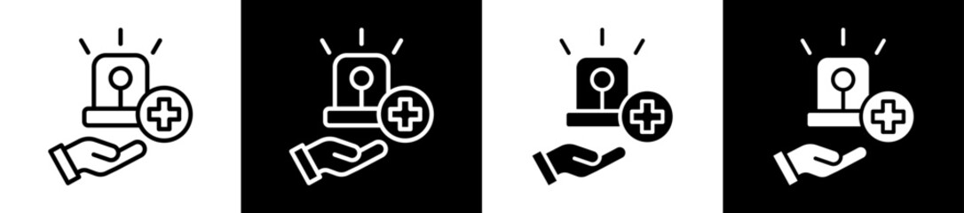 Emergency Support Icon Set In Black And White Filled Style Collection