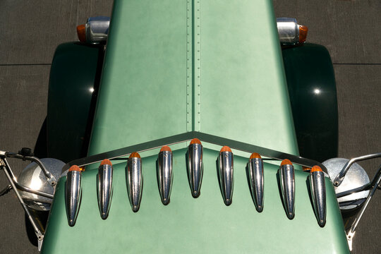 USA, WA, Whidbey Island, Coupville.  Overhead view of transport truck roof on Whidbey Island Ferry.