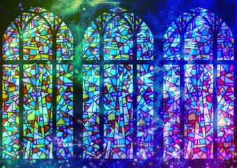 背景　光が差し込むステンドグラス