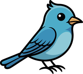 Obraz premium A cartoon blue bird standing on a white background with a black outline and vibrant colors.