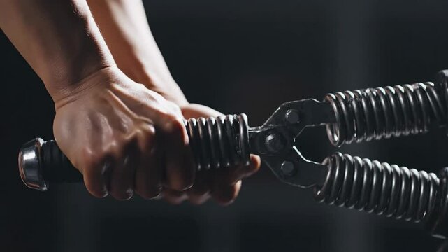 Person's hands gripping a hand strengthener for forearm workout